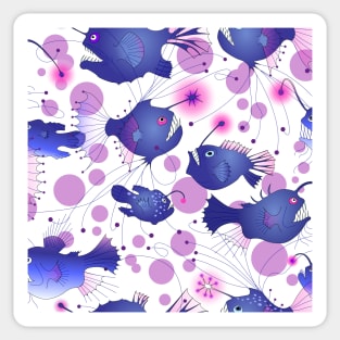 Angler fish - purple/pink/white Sticker